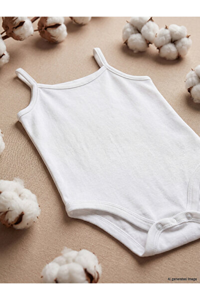 LC Waikiki Nevavm Baby Girl Snap-On Bodysuit with Straps and Difference in Color