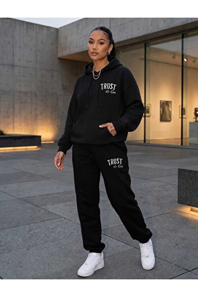 CLOTHES33 Hooded Sweatshirt 2-Piece Combination Winter Hoodie with Stripe and...