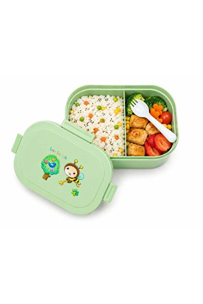 Generic Kids Plastic Lunch Box with 2 Compartments, Leak-Proof 4-Side Lock, B...