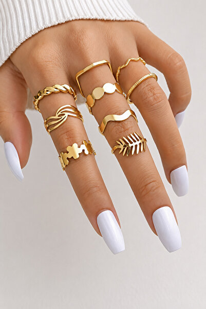 The Collection 9-Piece Combination Gold Ring Set