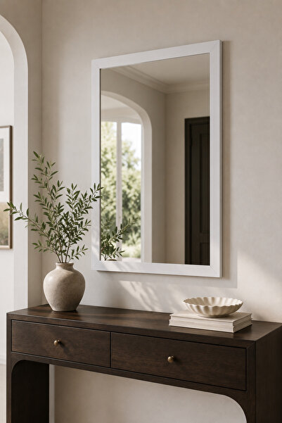 Alkaya Mirror Mat Beyaz Çerçeveli Dekoratif Ayna