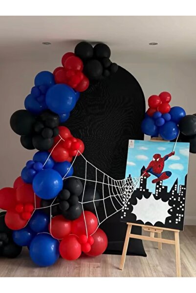 Çemrek Süs Parti Red Black Blue Balloon Chain Set Set of 103 Large Balloons