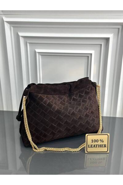 çkn sedat çakan çanta & fular & aksesuar Genuine Suede Leather Women's Should...