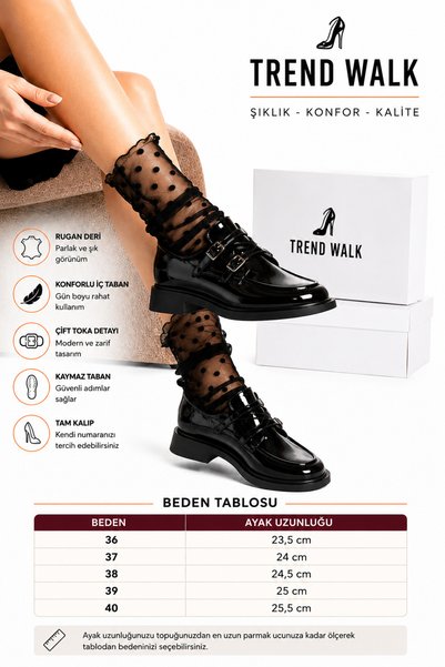 TrendWalk Women's Patent Leather College Shoes with Double Buckle Classic Stylish Casual Shoes