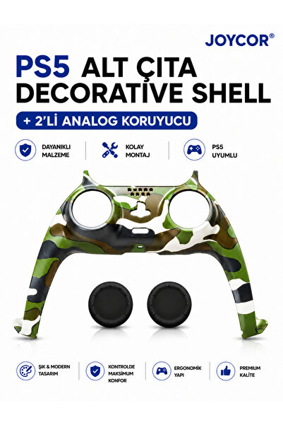 JOYCOR PS5 Kol Ön Çıta Dekoratif Kaplama Shell – DualSense Uyumlu Analog Koru...
