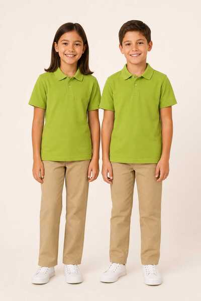 kidsense Girls and Boys White Short Sleeve Polo Collar Cotton Unisex T-Shirt ...