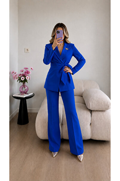 Ekim Store Jacket, Trousers and Double Blazer Set with Stone Accessories on t...