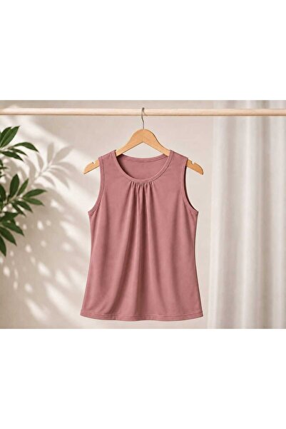 NOVALYN SHOP Gathered Front Zero Sleeve Sleeveless Crew Neck Women's Athlete ...