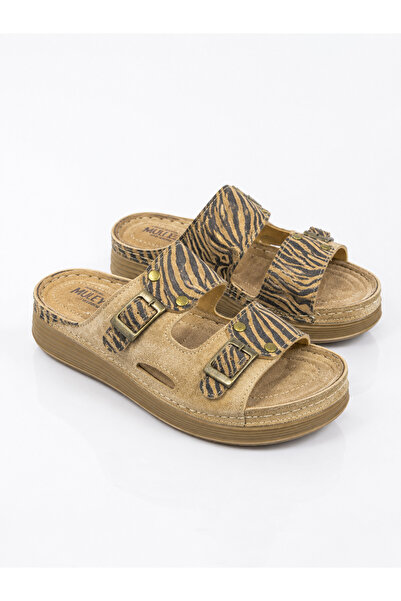 MULEX Women's Everyday Slippers with Leopard Details and Stitched Orthopedic ...