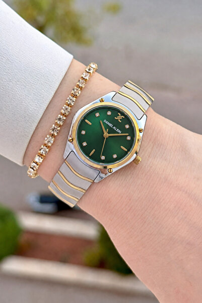 Daniel Klein Dial Green Cord Gold Metallic Color 30 mm 2 Year Warranty Women'...