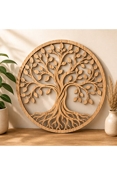 ROKH 🌿 Hayat Ağacı Duvar Dekoru 30 cm | Doğal Ahşap Dekoratif Duvar Panosu