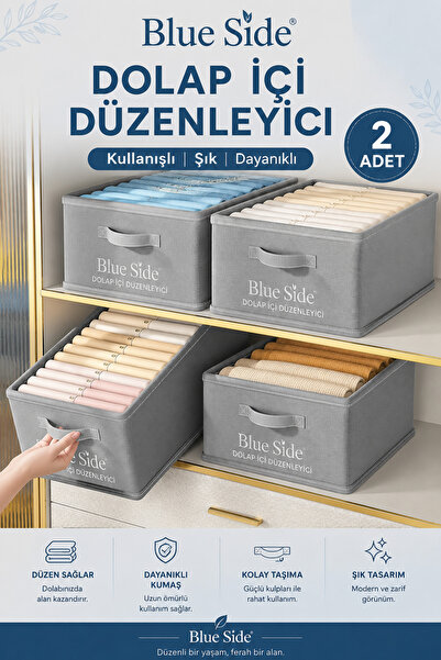 BLUE SİDE 2 Adet 45/25/20 Dolap İçi Düzenleyici Kıyafet Organizeri – Katlanab...