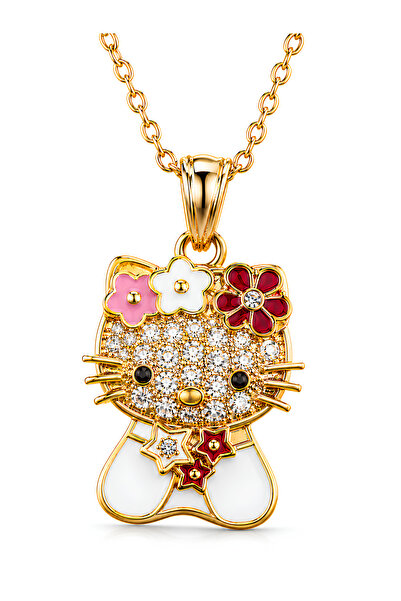 Zümrüt Hello Kitty Altın Kaplama Paslanmaz Çelik Kolye-Zümrüt Garantisiyle