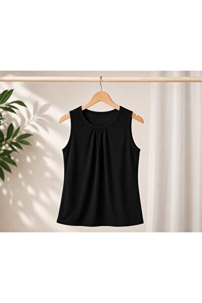 NOVALYN SHOP Gathered Front Zero Sleeve Sleeveless Crew Neck Women's Athlete ...