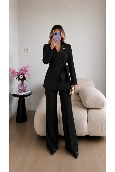 Ekim Store Jacket, Trousers and Double Blazer Set with Stone Accessories on t...