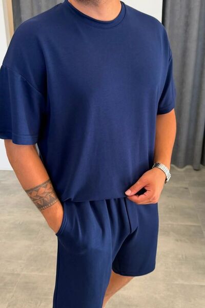PUMAS Men's Oversize Modal Comfort Double T-Shirt and Shorts Cotton Set