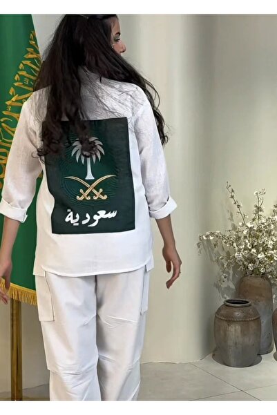 Generic Brand قميص اليوم الوطني بصمة سعودية كم طويل.