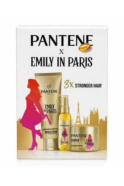 Pantene Set cadou Pro-V x Emily in Paris, îngrijire și reparare păr, 3 produse