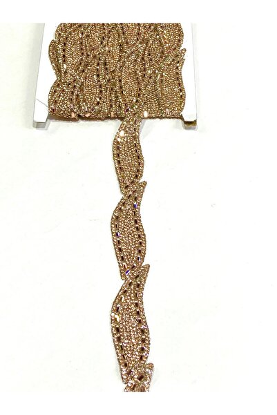 karantuhafiye Leaf Model Iron-On Stone Strip / 50 cm / Df302 / Color Rose Gold