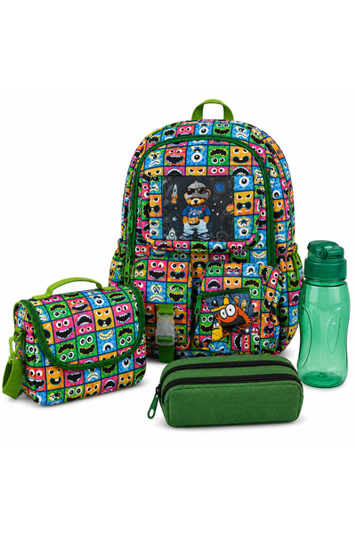 Malkan Elementary school boys' patterned bright color 4-piece pen holder-wate...