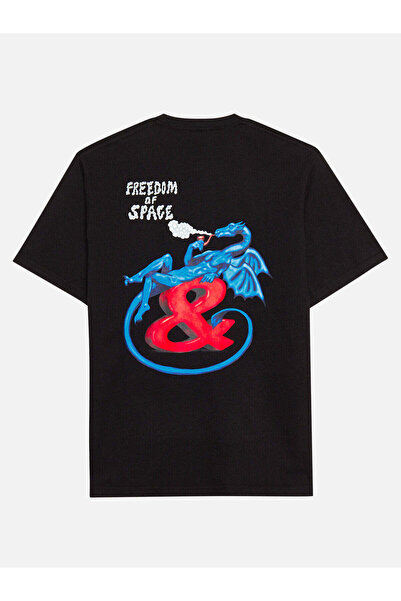 Freedom of Space Dragon T-Shirt Siyah - HypeStep