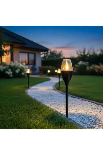 OEM Hoff LED solar lamp, torch, plastic, H 37.5 cm, black, outdoor