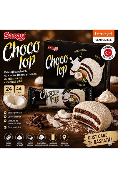 Saray CHOCOLOP COCOA SANDWICH BISCUITS MERRY CHOCOLATE AND COCONUT WITH WHITE...