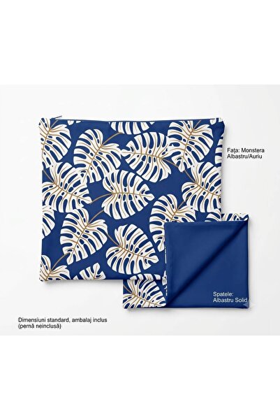 OEM Atmosphera Outdoor Pillow Cover, "Falla" Collection, Blue/ Gilded Leaf Pr...