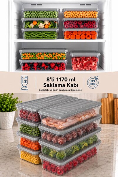 Funny Life Set of 8 Freshbox Storage Containers Suitable for Microwave and Re...