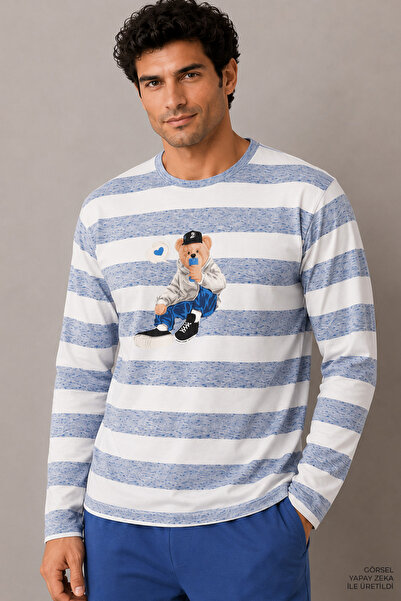 Erkek Teddy Baskılı Pamuklu Pijama Takımı