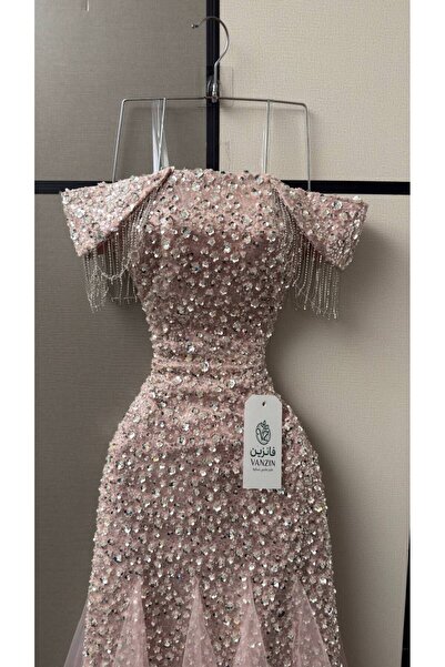 GORI FASHION فستان سهرة ترتر فاخر الون الوردي