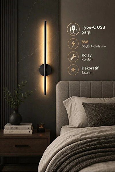 FKLIGHT 75CM / USB Sarjlı Resim / Tablo / Ayna / Duvar / Siyah kasa Ledli Apl...