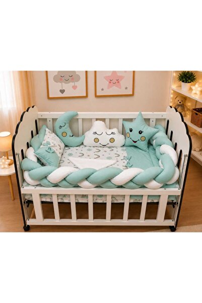 JULYA KİDS Cotton Knitted Baby Sleeping Set 7 Pieces – 60X120 cm Knitted Edge...
