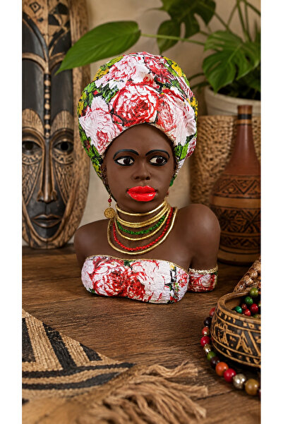 Eski Mahzen Design Polyester Afrikalı Kadın Büstü (36x24cm)