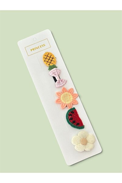 the matdesign Saçsız Bebek Tokası 5’li Set – Meyve ve Çiçek Figürlü Sevimli B...