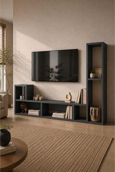 Sheila Concept OSLO Antrasit İkili Modüler Çok Amaçlı Dikey Raf Ünitesi | TV ...