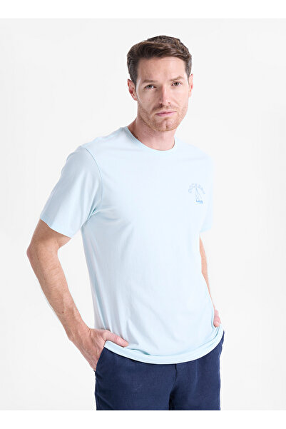 Dockers Blue Men's Regular Fit Logo Printed T-Shirt 004Mb-90