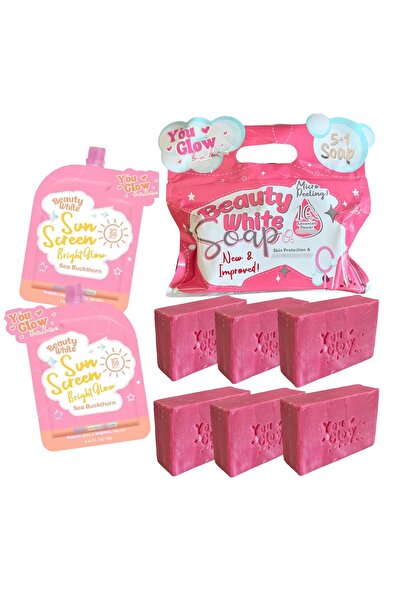 You Glow babe 6 Bars Beauty White Soap (New & Improved) + Sunscreen Twin-Pack