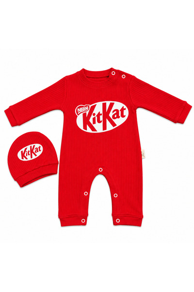 COŞAY BEBE KitKat Baskılı Bebek Tulum & Bere 2'li Takım
