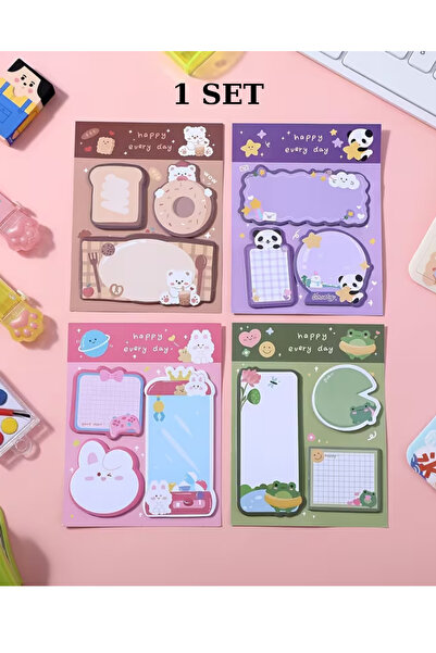 NaSaDAN Sevimli Figürlü Yapışkanlı Not Kağıdı Seti Postit 60 Yaprak – Renkli ...