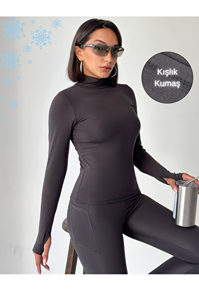 Nordmende Winter Fleece Lined Turtleneck Long Sleeve Body Blouse with Finger ...