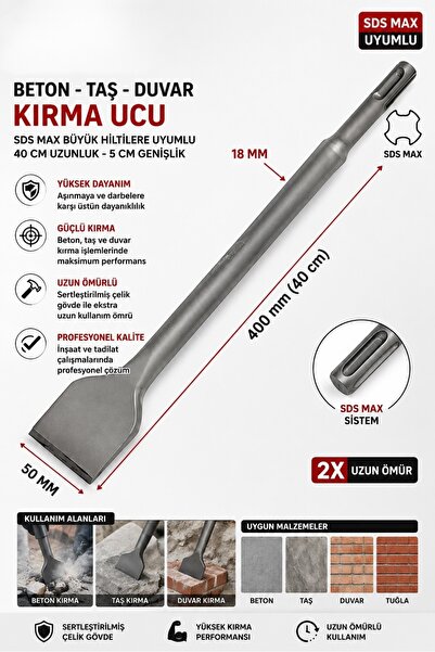 SARA S889 Sds Max Büyük Hilti Uyumlu 18x400 mm Beton Duvar Taş Tuğla Kırım Ge...