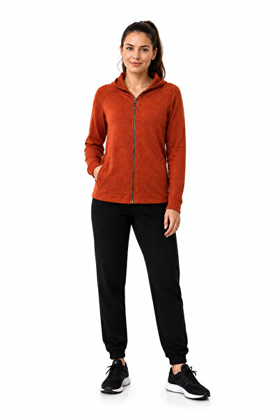 Neden Tekstil Women's Hooded Zippered Knitwear Cardigan