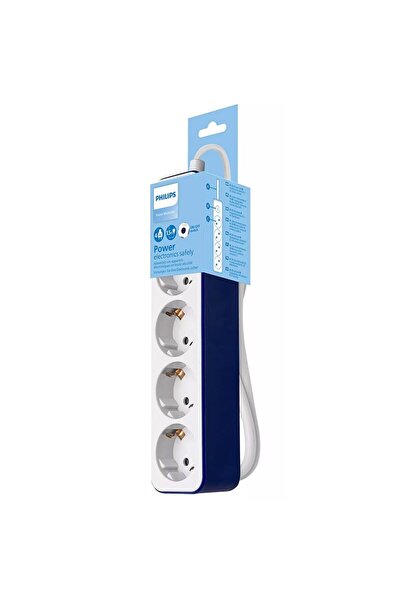 Philips Prelungitor cu 4 prize LED, întrerupător bipolar, lungime 1,5 m, prot...