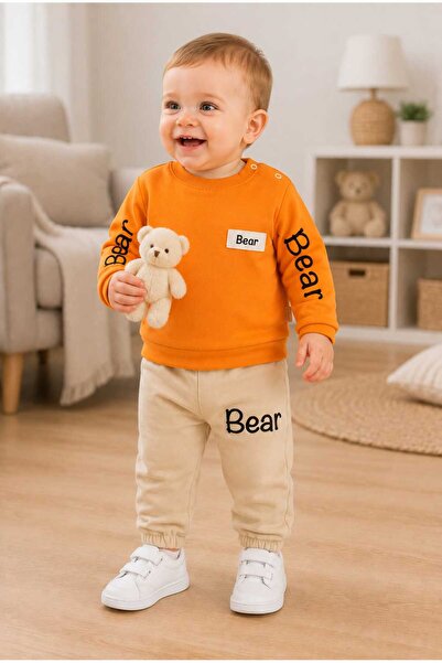 Tenra Baby 100% Cotton Teddy Bear Top and Bottom Set with Removable Toys