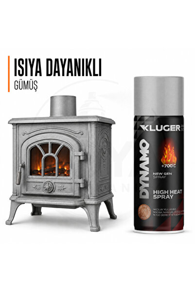 Kluger DYNAMO YÜKSEK ISIYA DAYANIKLI SPREY BOYA GÜMÜŞ 700° - SOBA BOYASI-EGZO...