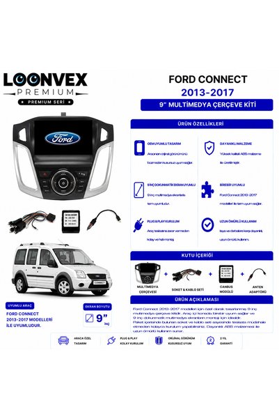 LOONVEX Premium – Ford Connect 2013-2017 9" Multimedia Frame + Socket Kit