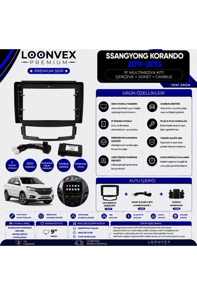 LOONVEX إطار متعدد الوسائط فاخر مقاس 9 بوصات لسيارة سانج يونج كوراندو 2011-20...