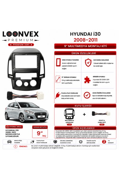 LOONVEX Premium – Hyundai I30 2008-2011 M/C 9" Multimedia Frame + Socket Kit