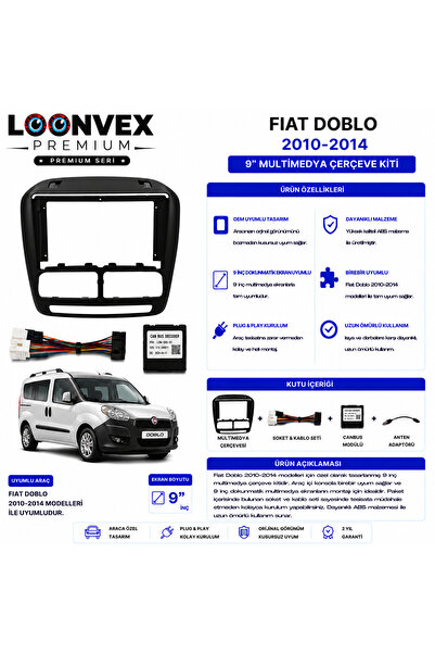 PREMIUM – FIAT DOBLO 2010-2014 9" MULTİMEDYA ÇERÇEVE + SOKET KİTİ